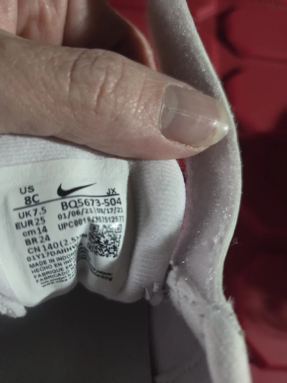 Nike Kids White and Coral Accent Hook-and-Loop Sneaker